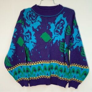 80s sweater purple and blue one‎ step up size medium